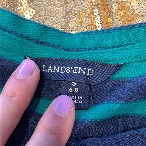 Lands End Striped Anchor Sweater - Picture 2 of 7